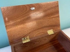 wooden Keepsake Box with gold hinges Fabricator refinished with Aqua Coat stain